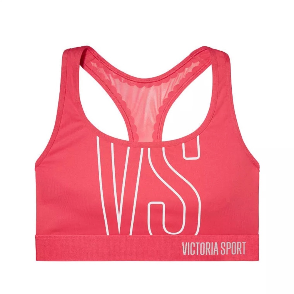 VS SPORTS BRA CORAL SCALLOP MESH RACERBACK Sz MED
